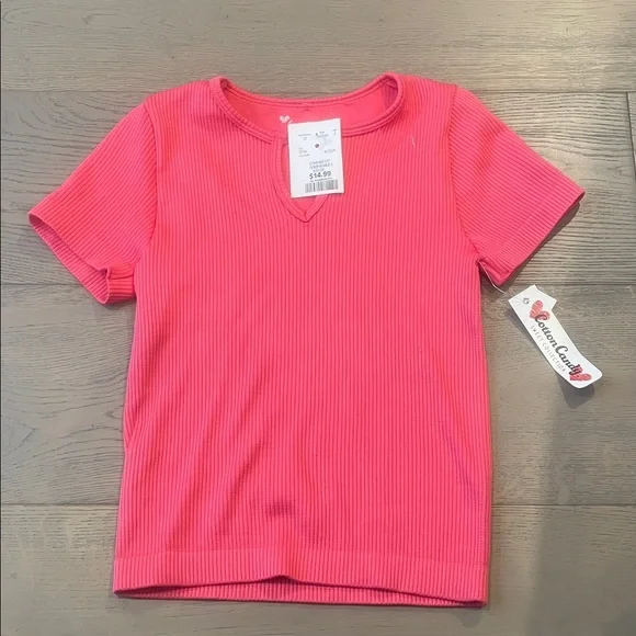 Pink Ribbed T-Shirt - Picture 1 of 5
